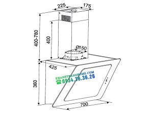 hinh anh thong so lap dat kocher k 2080v 70 1 - Máy hút mùi Kocher K-2080V-70