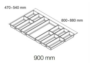 Khay chia muỗng nĩa Hafele 900mm Màu xám 556.52.249