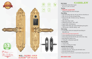 khoa dai sanh kassler kl 919 pro gold app - Khóa Đại Sảnh Kassler KL-919 Pro Gold App tiêu chuẩn Đức
