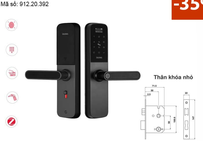 khoa dien tu bauma bm610 hafele 912 - Khóa điện tử vân tay BAUMA BM610 Thân khóa nhỏ 912.20.392 khoa dien tu bauma bm610 hafele 912 - Khóa điện tử vân tay BAUMA BM610 Thân khóa nhỏ 912.20.392