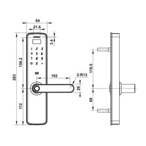 khoa dien tu hafele dl7100 912 - Khóa điện tử vân tay Hafele DL7100 912.05.498