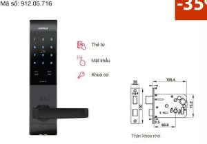Khóa điện tử Hafele EL7500 912.05.716 – Màu xám/thân khóa nhỏ