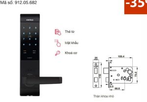 Khóa điện tử Häfele EL7500 912.05.682 – Màu đen/thân khóa nhỏ