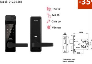 [SALE 35%] Khóa điện tử vân tay Hafele EL7700-TCS 912.05.583 – Thân khóa nhỏ
