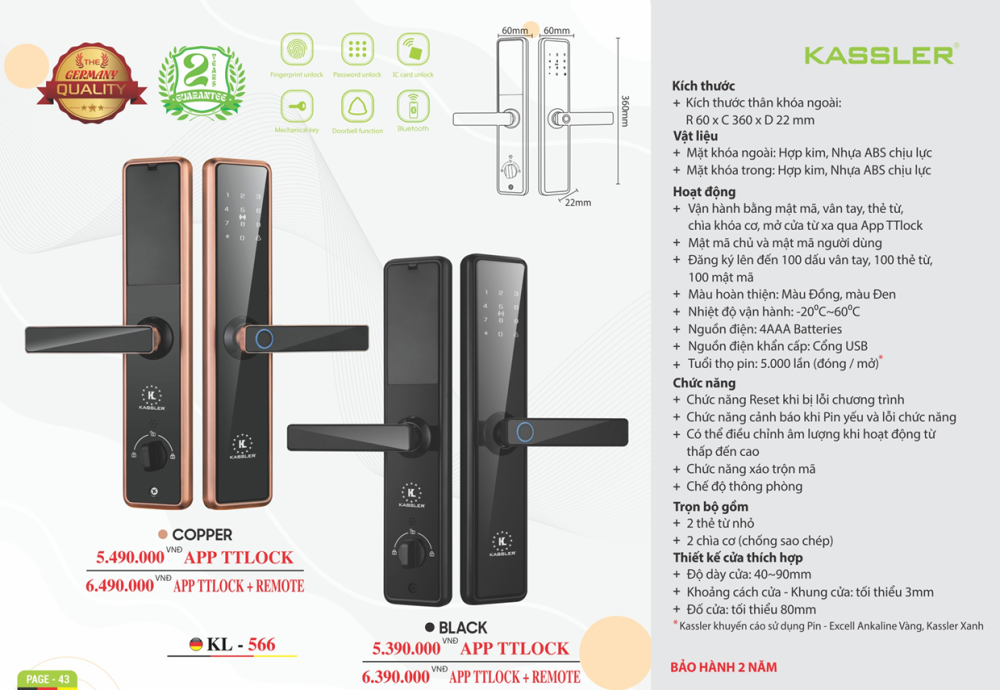 khoa van tay kassler kl 566 copper app 3 - Khóa vân tay Kassler KL-566 COPPER App tiêu chuẩn Đức Khóa vân tay Kassler KL-566 COPPER App tiêu chuẩn Đức