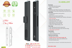 khoa van tay kassler kl 599 at black app 1 - Khóa vân tay cửa nhôm Kassler KL-599 AT BLACK APP tiêu chuẩn Đức
