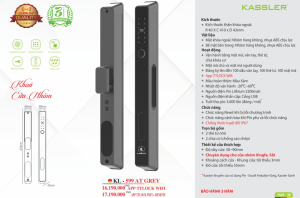 khoa van tay kassler kl 599 at grey app remote 1 - Khóa vân tay cửa nhôm Kassler KL-599 AT GREY APP, REMOTE tiêu chuẩn Đức