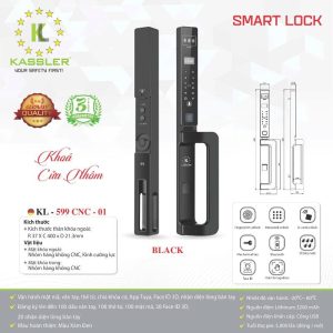 khoa van tay kassler kl 599 cnc 01 black6 - Khóa vân tay cửa nhôm Kassler KL-599 CNC-01 BLACK APP, Face ID tiêu chuẩn Đức