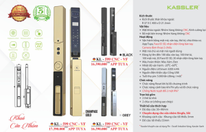 khoa van tay kassler kl 599 cnc vf grey6 - Khóa vân tay cửa nhôm Kassler KL-599 CNC-VF Grey App tiêu chuẩn Đức