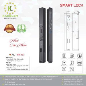 khoa van tay kassler kl 599 vs app face id 1 - Khóa vân tay cửa nhôm Kassler KL-599 VS APP, Face ID tiêu chuẩn Đức