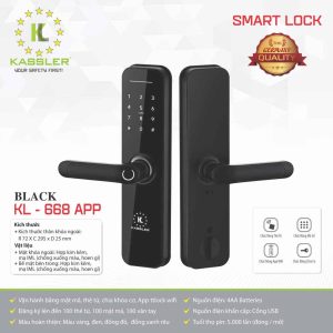 khoa van tay kassler kl 668 black4 - Khóa vân tay Kassler KL-668 BLACK APP, Remote tiêu chuẩn Đức