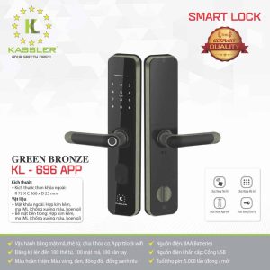 khoa van tay kassler kl 696 green bronze app 2 - Khóa vân tay Kassler KL-696 GREEN BRONZE APP tiêu chuẩn Đức