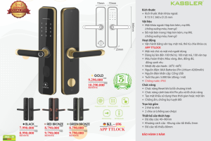 khoa van tay kassler kl 696 green bronze app - Khóa vân tay Kassler KL-696 GREEN BRONZE APP tiêu chuẩn Đức