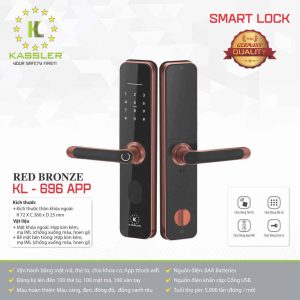 khoa van tay kassler kl 696 red bronze app 2 - Khóa vân tay Kassler KL-696 RED BRONZE APP tiêu chuẩn Đức