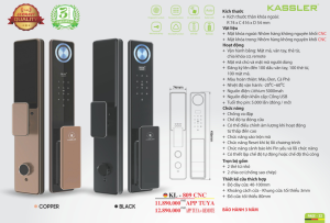 khoa van tay kassler kl 809 cnc copper 4 - Khóa vân tay Kassler KL-809 CNC Copper App, Remote tiêu chuẩn Đức