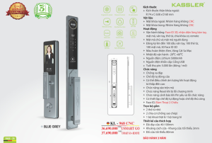 khoa van tay kassler kl 968 cnc blue grey app remote3 - Khóa vân tay Kassler KL-968 CNC BLUE GREY APP REMOTE tiêu chuẩn Đức