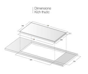 kich thuoc bep dien tu giovani g 271tc - Bếp điện từ Giovani G-271 TC