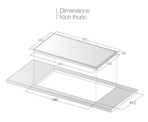 kich thuoc bep dien tu newera ne7855ic - Bếp điện từ Newera NE7855IC