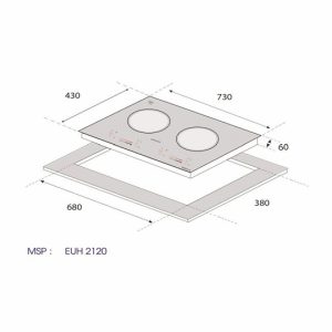kich thuoc bep tu euh2120 3 2941 - BẾP TỪ 2 VÙNG NẤU EUROGOLD EUH2120