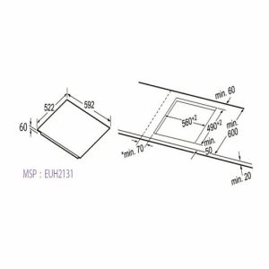kich thuoc bep tu euh2131eurogold 3 6627 - BẾP TỪ 3 VÙNG NẤU EUROGOLD EUH2131