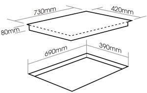kich thuoc bep tu faster fs 741gi5 - Bếp từ Faster FS 741GI