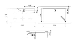 kich thuoc bep tu hafele smeg sim693wldr 536 64 169 - Bếp từ Hafele Smeg SIM693WLDR/535.64.169