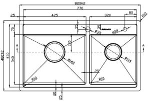kich thuoc chau rua bat eup28248 - Chậu rửa Eurogold EUP28248