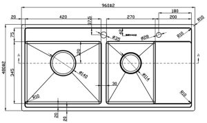 kich thuoc chau rua bat eup39648 - Chậu rửa Eurogold EUP39648