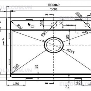 kich thuoc chau rua bat eus55848 6284 - CHẬU RỬA BÁT EUROGOLD EUS55848