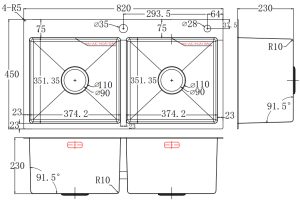 kich thuoc chau rua bat faster fs 8245ha - Chậu rửa Faster FS 8245HA