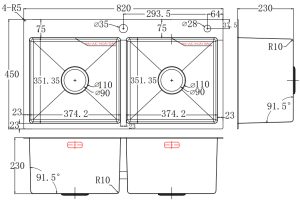 kich thuoc chau rua bauer bs 8245hm - Chậu rửa Bauer BS 8245HM