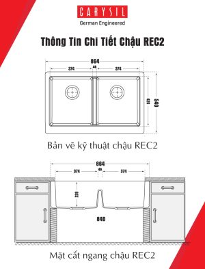 Chậu rửa Carysil REC2 màu Snova