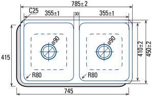 kich thuoc chau rua cata cb 2 - Chậu rửa Cata CB 2