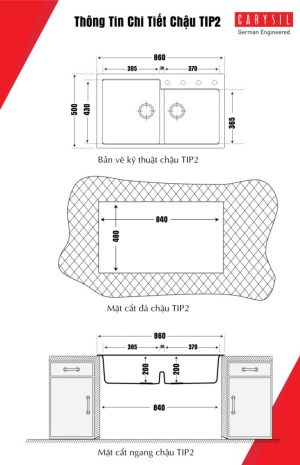Chậu rửa Carysil TIP2 màu vàng