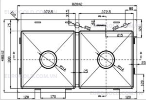 kich thuoc chau rua eurogold eus18248 - Chậu rửa Eurogold EUS18248