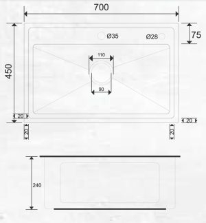 kich thuoc chau rua rosler rl04 7045 - Chậu rửa Roslerer RL04-7045