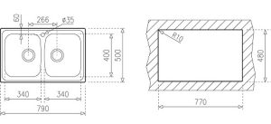 kich thuoc chau teka universo 79 2b s - Chậu rửa Teka UNIVERSO 79 2B