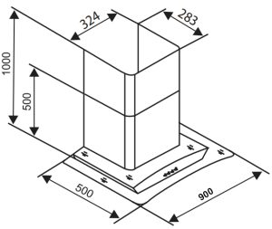 kich thuoc hut mui sevilla sv 690 - Máy hút mùi Sevilla SV-690