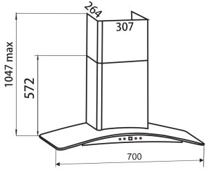 kich thuoc lap dat may hut mui faster fs 3588c2 70 - Máy hút mùi Faster FS 3588C2-70