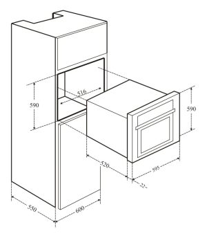 kich thuoc lo nuong binova bi 55 ss - Lò nướng Binova BI-55-SS