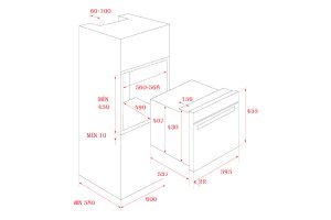 kich thuoc lo nuong dien hlc 840 1 - Lò Nướng Teka HLC 840 41531020