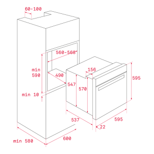 kich thuoc lo nuong teka hbb 605 - Lò nướng Teka HBB 605