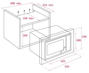 kich thuoc lo vi song teka ml 820 bis - Lò vi sóng kết hợp nướng Teka ML 820 BIS