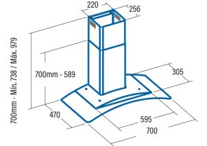 kich thuoc may hut mui dang gan ap tuong cata c glass 70 - Bếp Điện Từ Eurosun EU-TE269S
