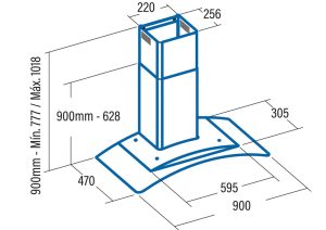 kich thuoc may hut mui dang gan ap tuong cata c glass 90 - Bếp Điện Từ Eurosun EU-TE703 Plus