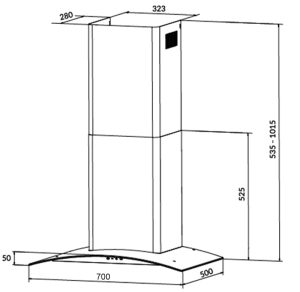 kich thuoc may hut mui eurosun eh 70k26 90k26 - Máy hút mùi Eurosun EH-70K26S