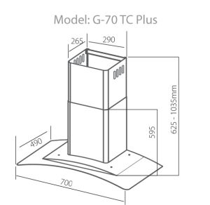 kich thuoc may hut mui giovani g 70tc plus - Máy hút mùi Giovani G-70 TC Plus