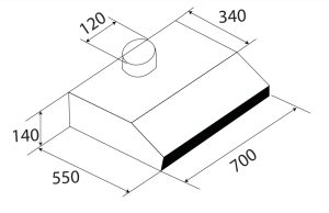 kich thuoc may hut mui kaff kf 70i - Máy hút mùi Kaff KF-70I