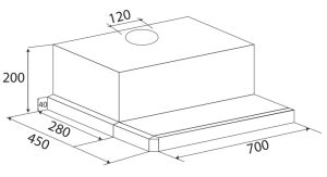 kich thuoc may hut mui kaff kf tl700 - Máy hút mùi Kaff KF-TL700