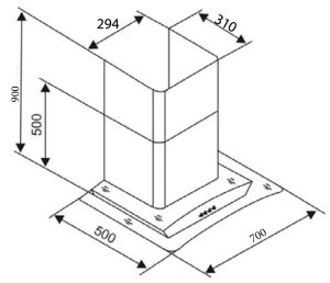 kich thuoc may hut mui latino lt 8870 - Máy hút mùi Latino LT-8870